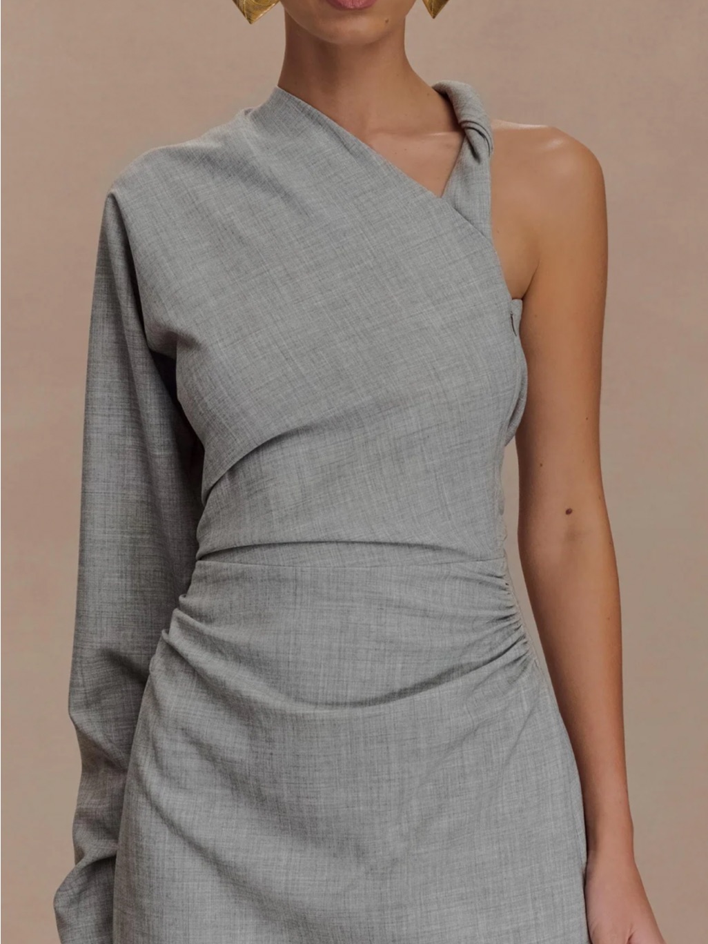 Meshki Dorian Twist Shoulder Mini Dress Size M